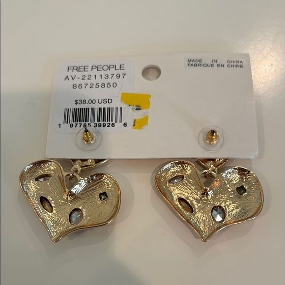 Free People Gold and Red Heart Dangle Earrings - Picture 4 of 5